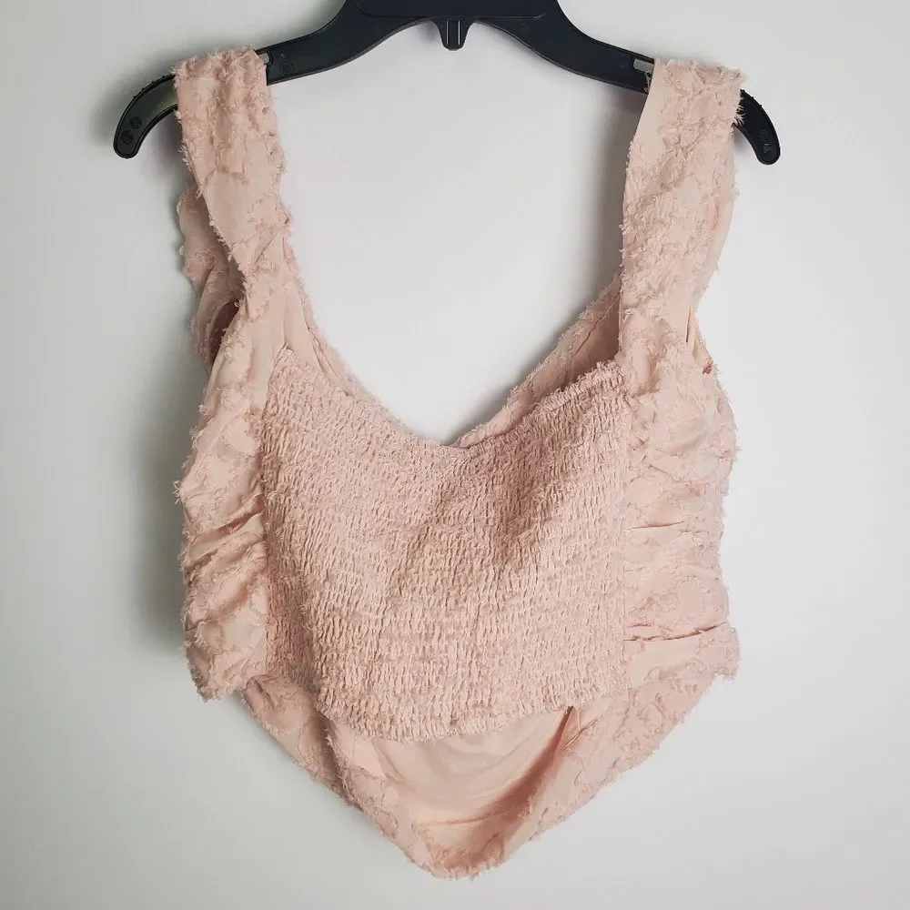 Free People Castille Textured Blush Tank Top Size Large